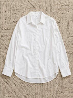 M Magaschoni Drop Shoulder Point Collar Button Down White Blouse NWT